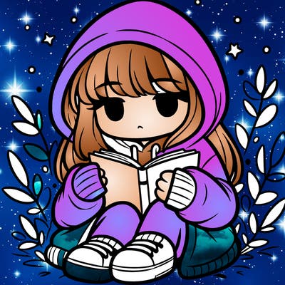 girl in oversized hoodie reading a book