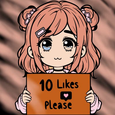 a girl with a sign saying 10 likes please