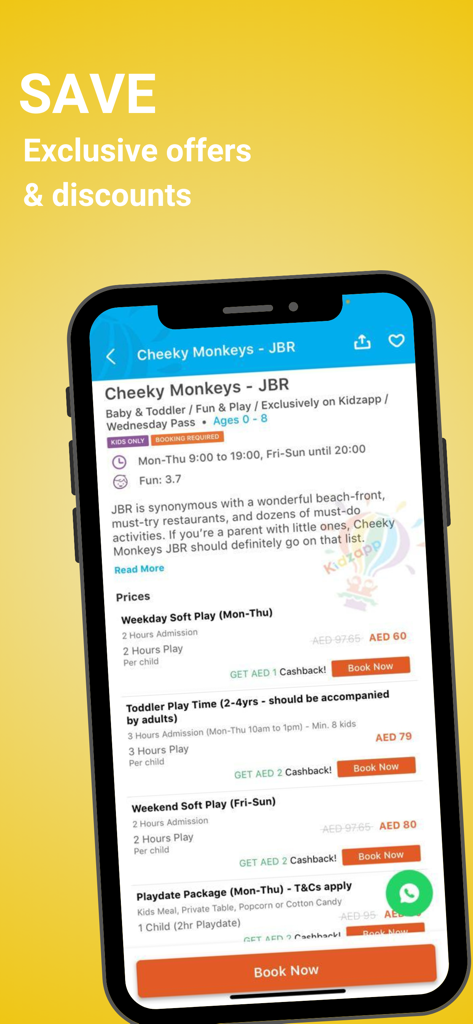 Kidzapp - Family Activities - Kidzapp mobile App zeigt exklusive Angebote und Buchungsdetails für Familienaktivitäten