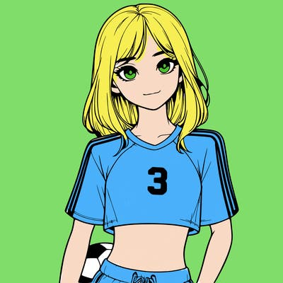 realistic girl wearing soccer jersey