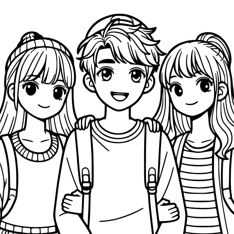 three teenagers friends 1 boy 2 girls