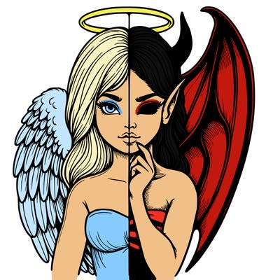 realistic angel half demon
