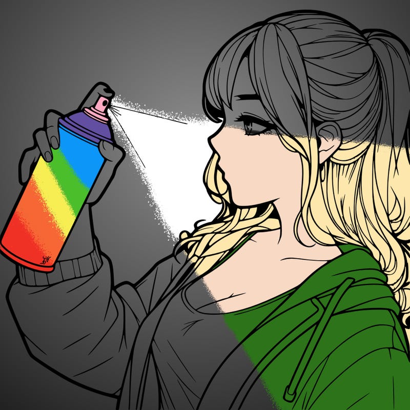 a realistic girl spray, painting