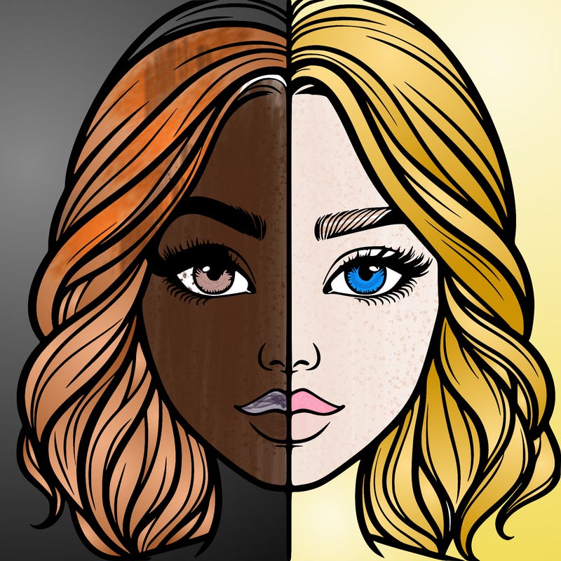 realistic girl split half