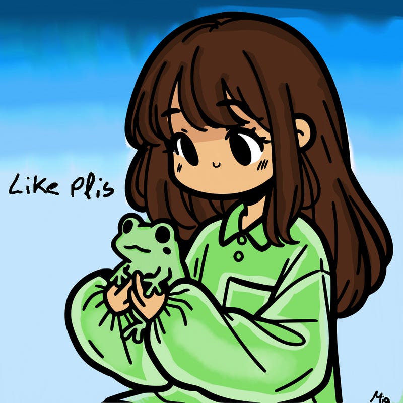 girl with long hair and a oversized shirt. and she is holding a frog