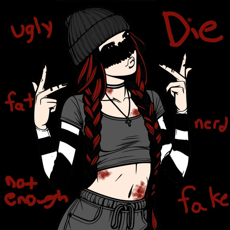 realistic teenage girl with braids and a beanie and crop top doing 🫶🏼