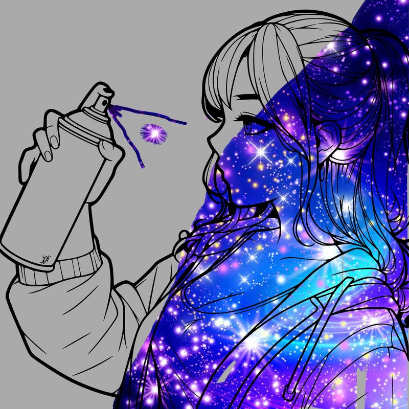 a realistic girl spray, painting