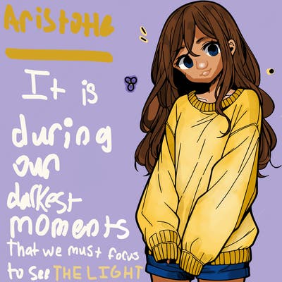 manga teen girl  in a sweater and baggy pants