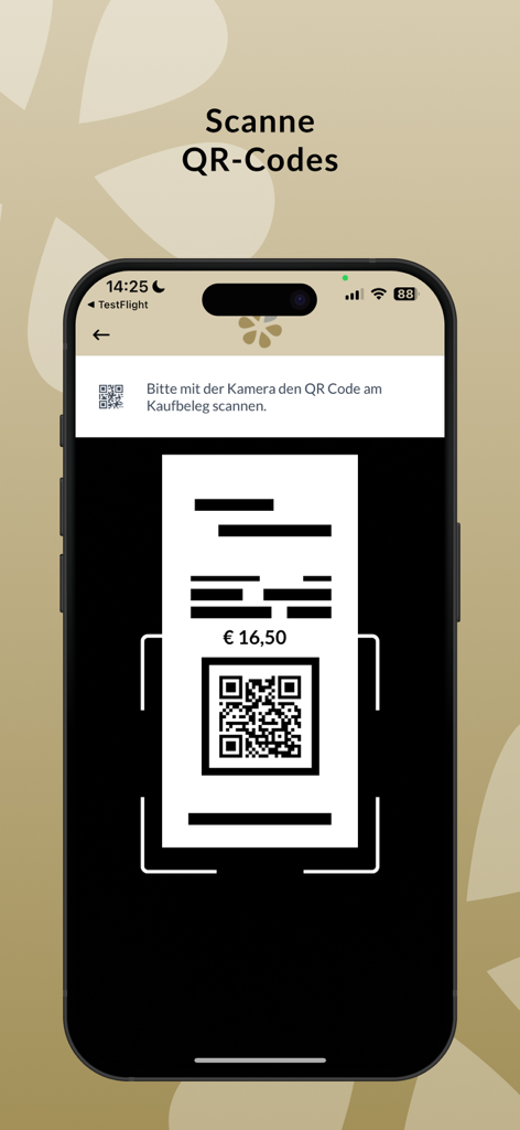 The Bloom Pharmacy - Interface of The Bloom Pharmacy app for scanning QR codes on purchase receipts to collect loyalty points
