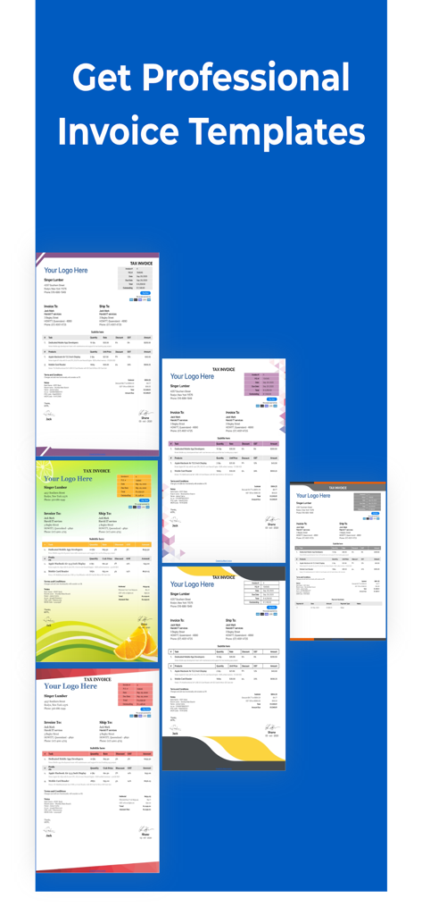 Une collection de modèles de factures professionnels et personnalisables pour les freelances et les propriétaires de petites entreprises.