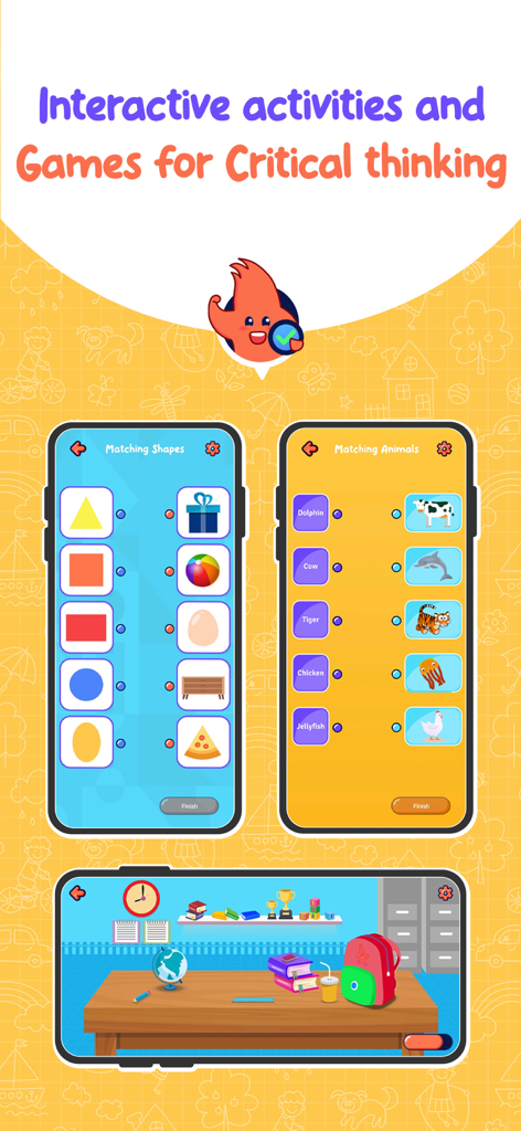 Interactive matching games for shapes and animals from the Little Stars by Starfish education app.