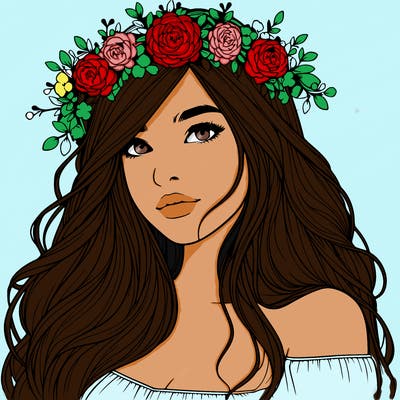 realistic girl with flower crown