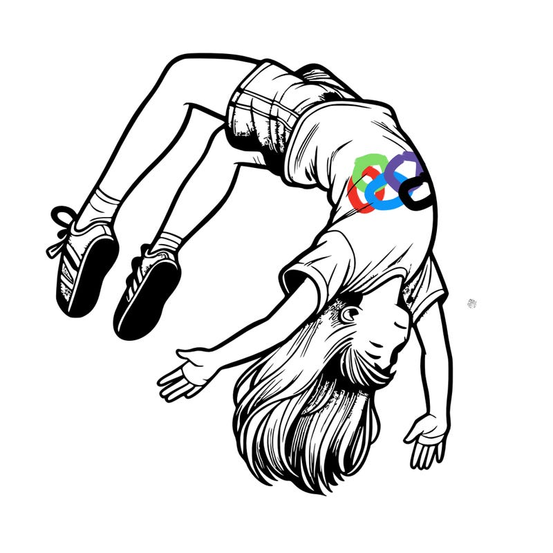 realistic girl doing a backflip