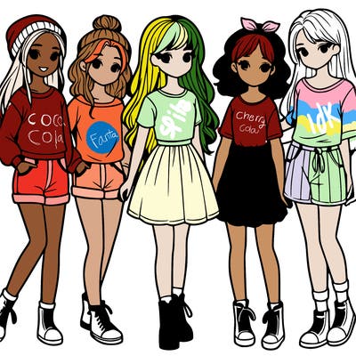 a group of five girls