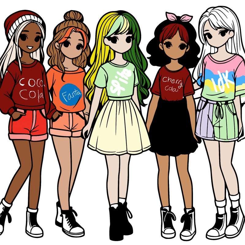 a group of five girls