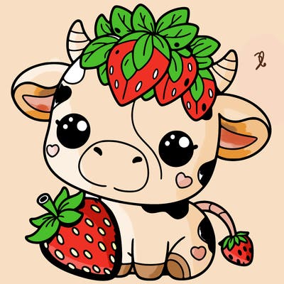 cute strawberry cow