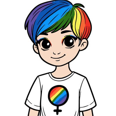 girl with pixie cut and feminist shirt