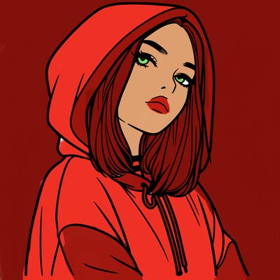 a realistic girl in a hoodie