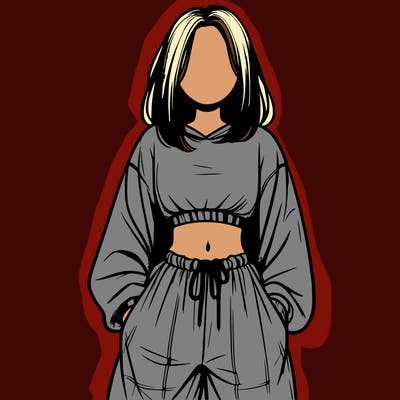 realistic girl faceless with baggy pants and a crop top