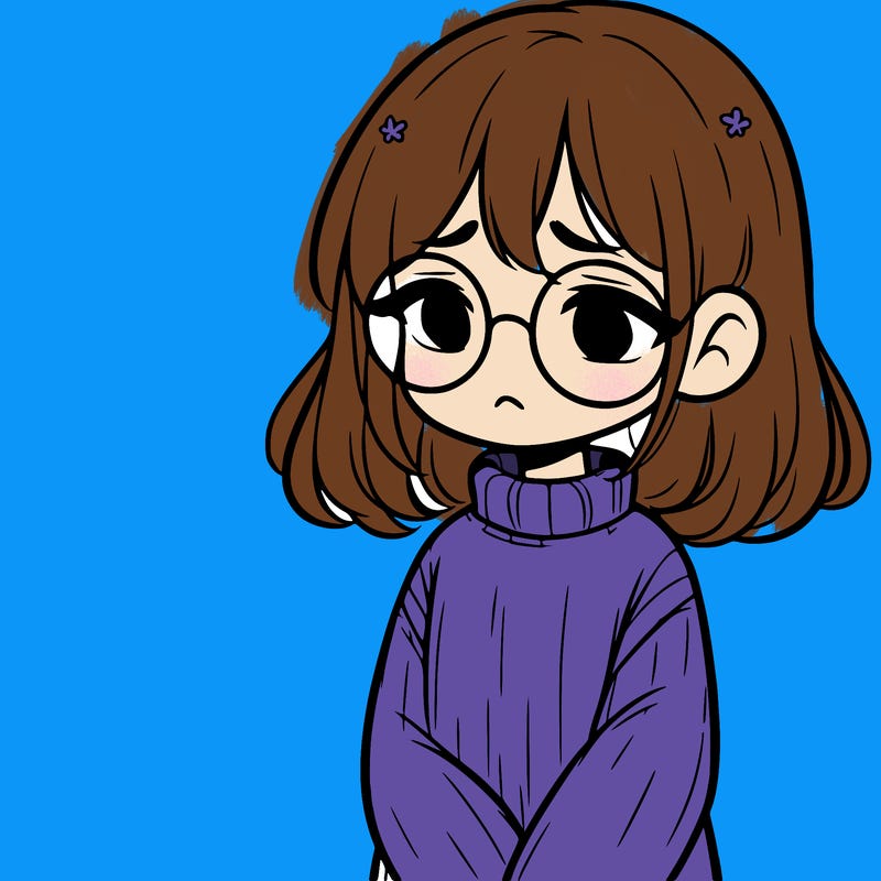 sad girl with glasses in a sweater