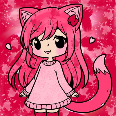 girl with cat ears and tail