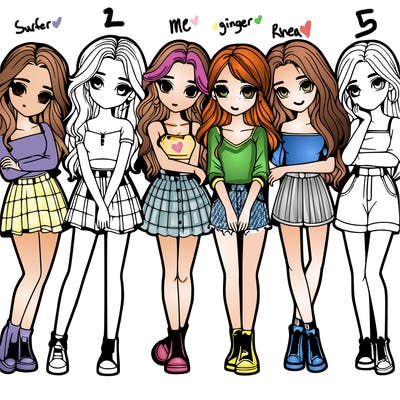 a group of girls realistic