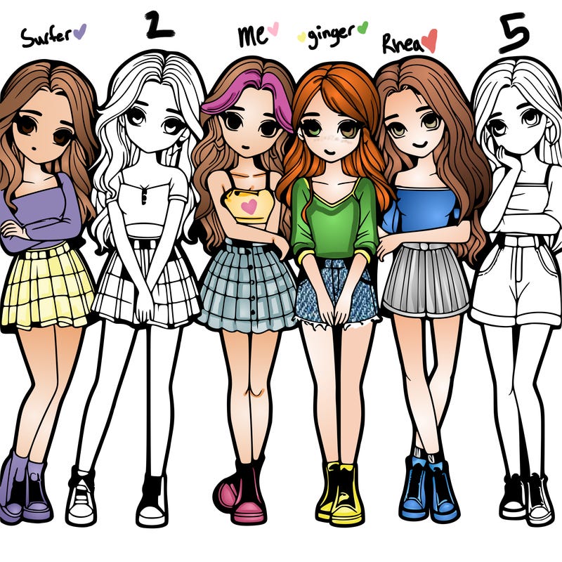 a group of girls realistic