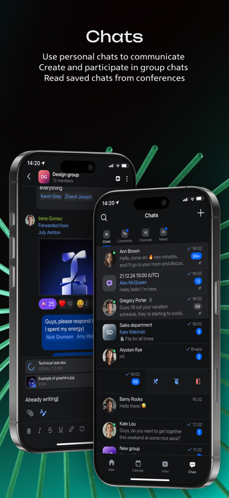 DION UC - DION UC business messaging and group chat interface on mobile screens