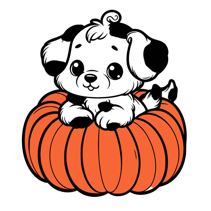 cute little puppy in a pumpkin