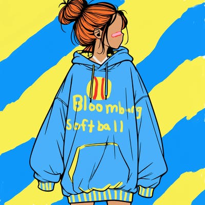 realistic girl with a oversized sweatshirt on and a bun