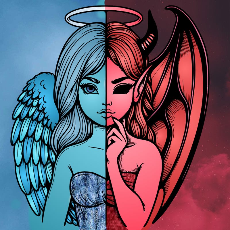 realistic angel half demon