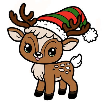 christmas reindeer with santa hat