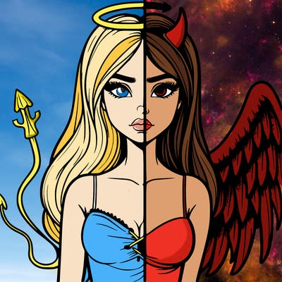 devil vs angel realistic girl