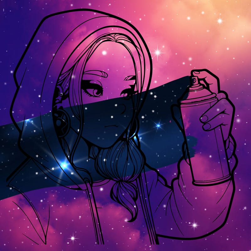a realistic girl, spray painting