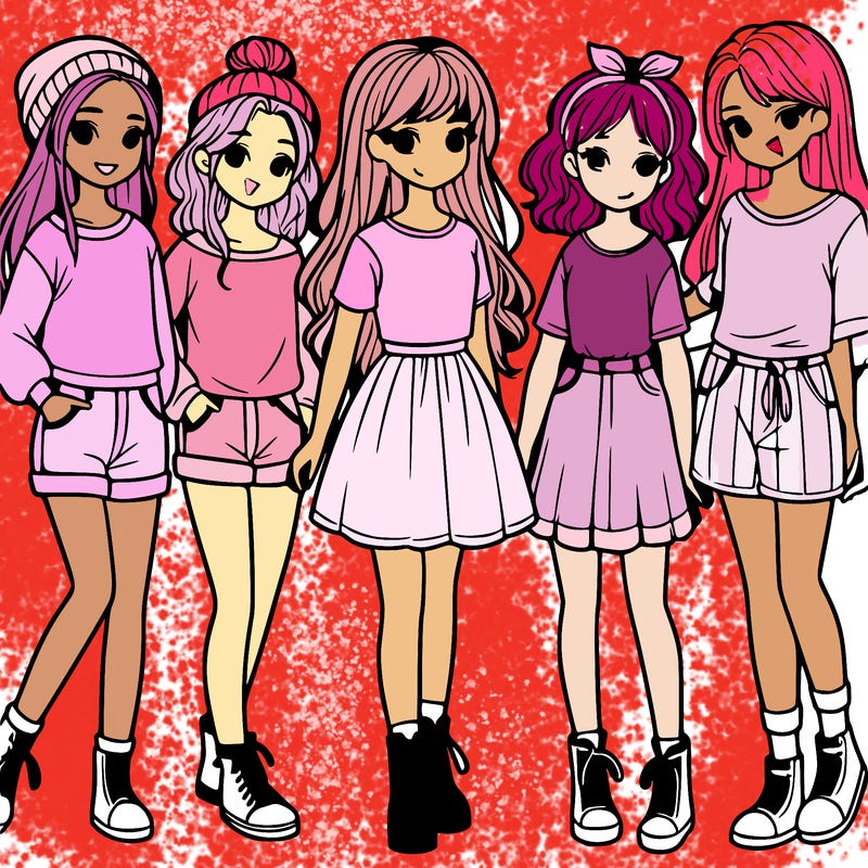 a group of five girls