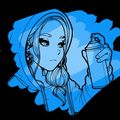 a realistic girl, spray painting
