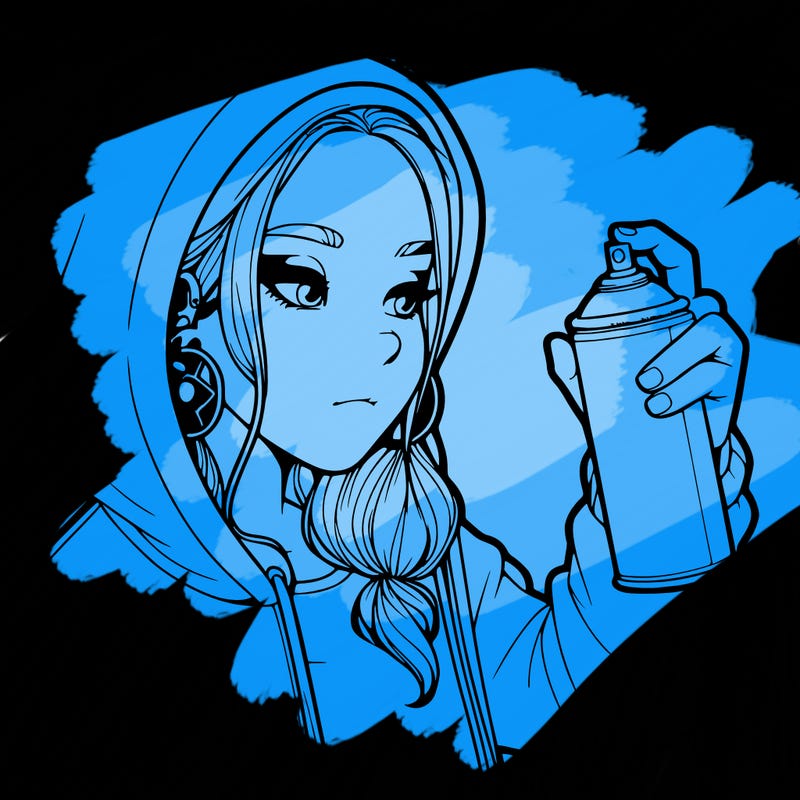 a realistic girl, spray painting