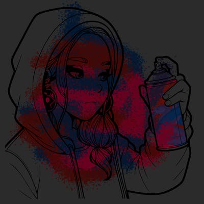 a realistic girl, spray painting
