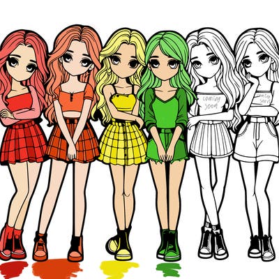 a group of girls realistic