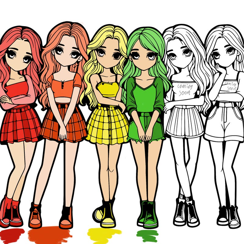 a group of girls realistic