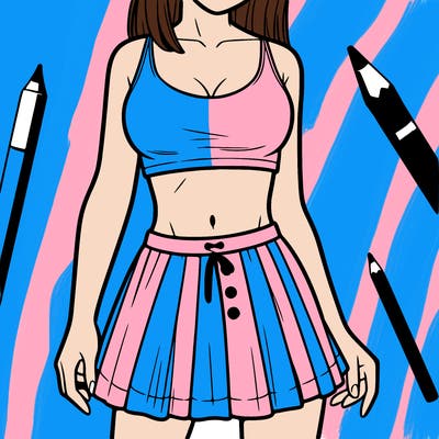 a woman wearing croptop and skirt