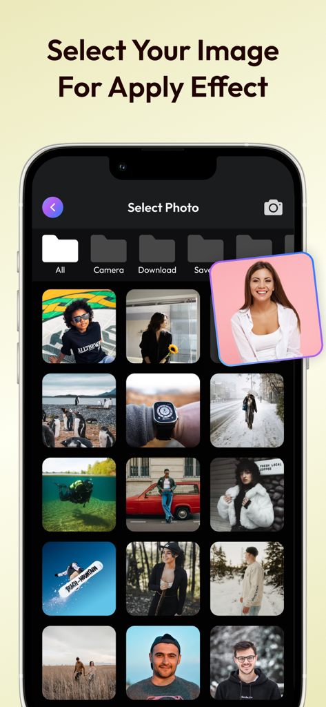 Make Me Slim - AI Body Shape - Interface for selecting a photo from the gallery to apply AI body shaping effects