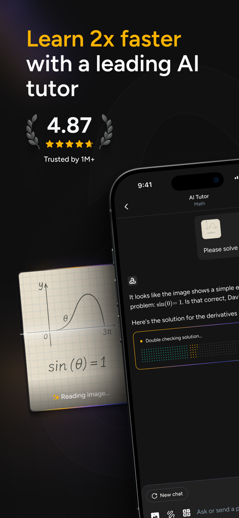 Screenshot der Astra AI Lern-App, die die Snap and Solve-Funktion für ein mathematisches Problem zeigt