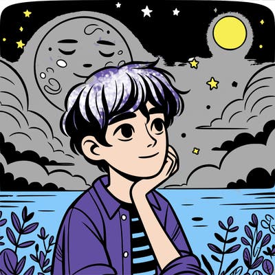 teen in moon light