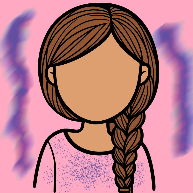 a girl with a braid and no face