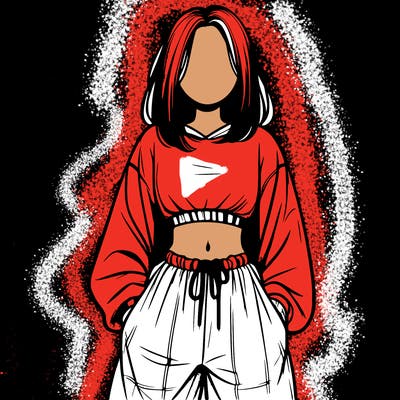 realistic girl faceless with baggy pants and a crop top