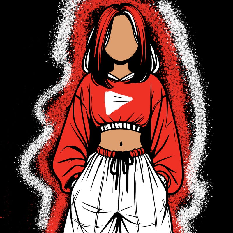 realistic girl faceless with baggy pants and a crop top