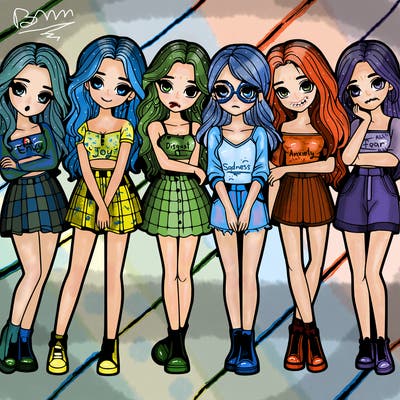 a group of girls realistic