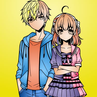 anime teen girl and boy