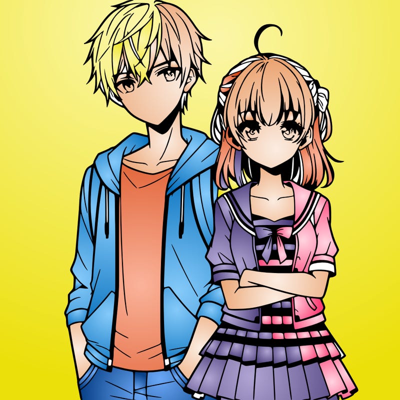 anime teen girl and boy